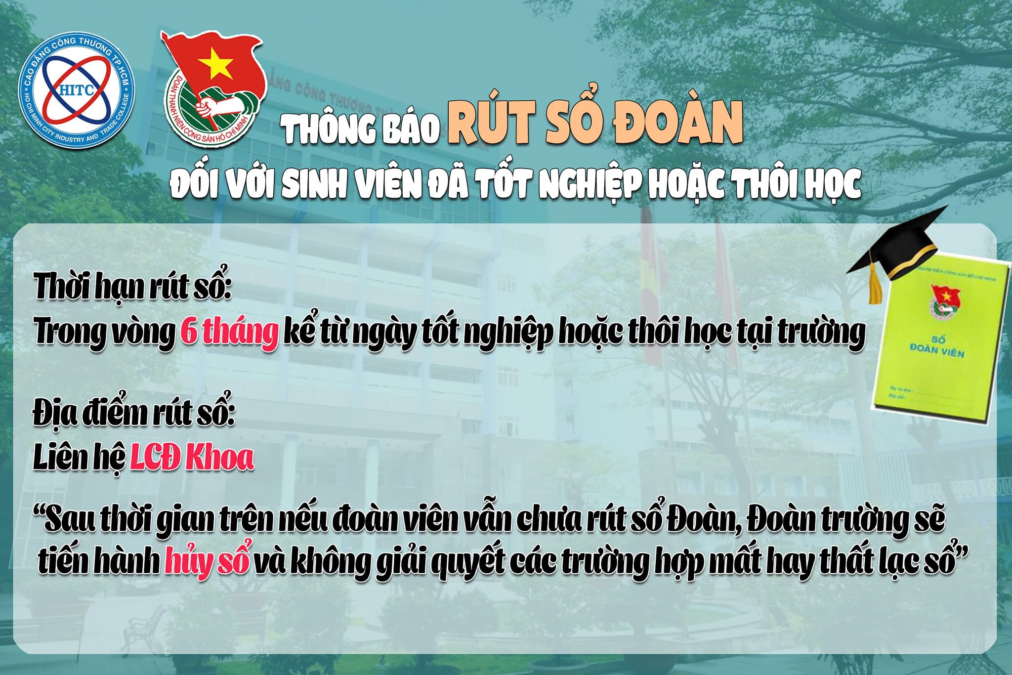 THÔNG BÁO VỀ VIỆC RÚT SỔ ĐOÀN