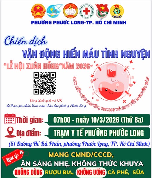 LỊCH HIẾN MÁU THÁNG 3-2026