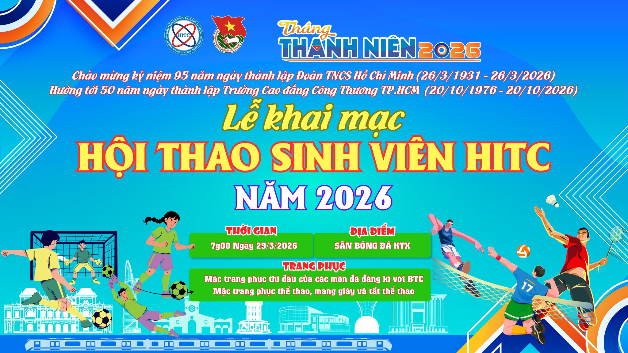 THÔNG BÁO THAM DỰ LỄ KHAI MẠC HỘI THAO SINH VIÊN HITC 2026