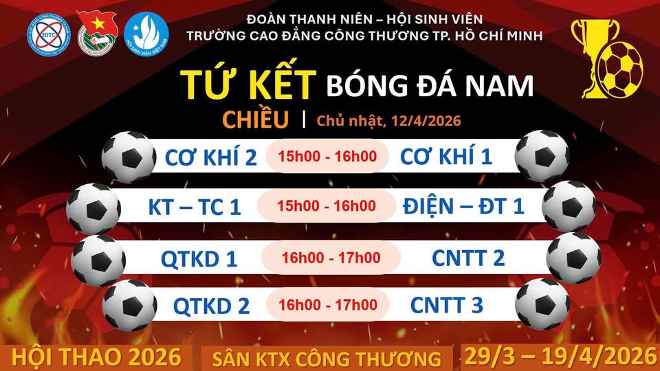 [TỨ KẾT BÓNG ĐÁ NAM – HỘI THAO SV 2026]