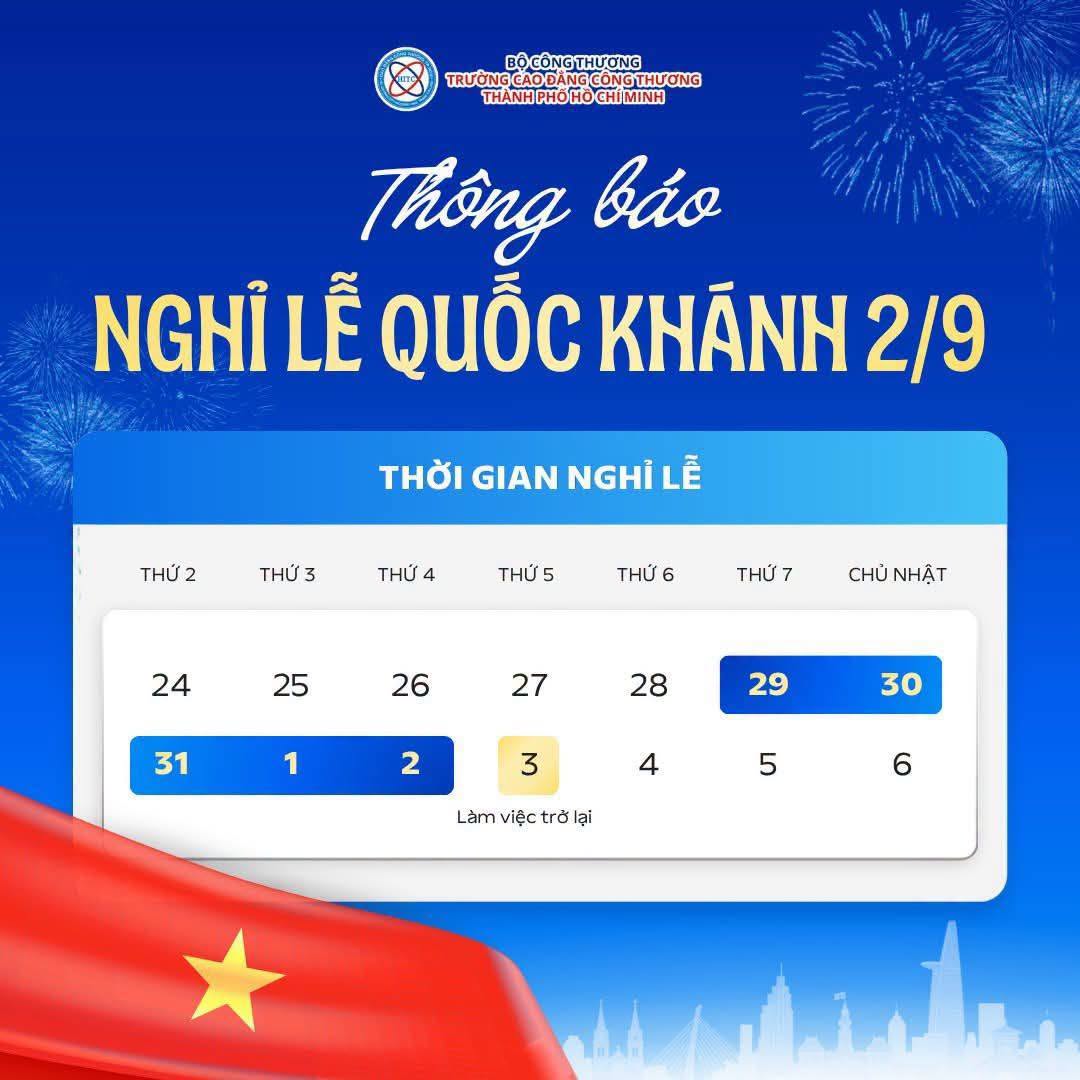 THÔNG BÁO NGHỈ LỄ QUỐC KHÁNH 02/9/2026